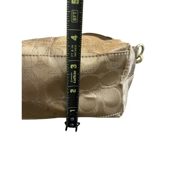 Coach Signature C Small Shoulder Bag Purse Gold Metallic Studded Strap - Picture 12 of 13